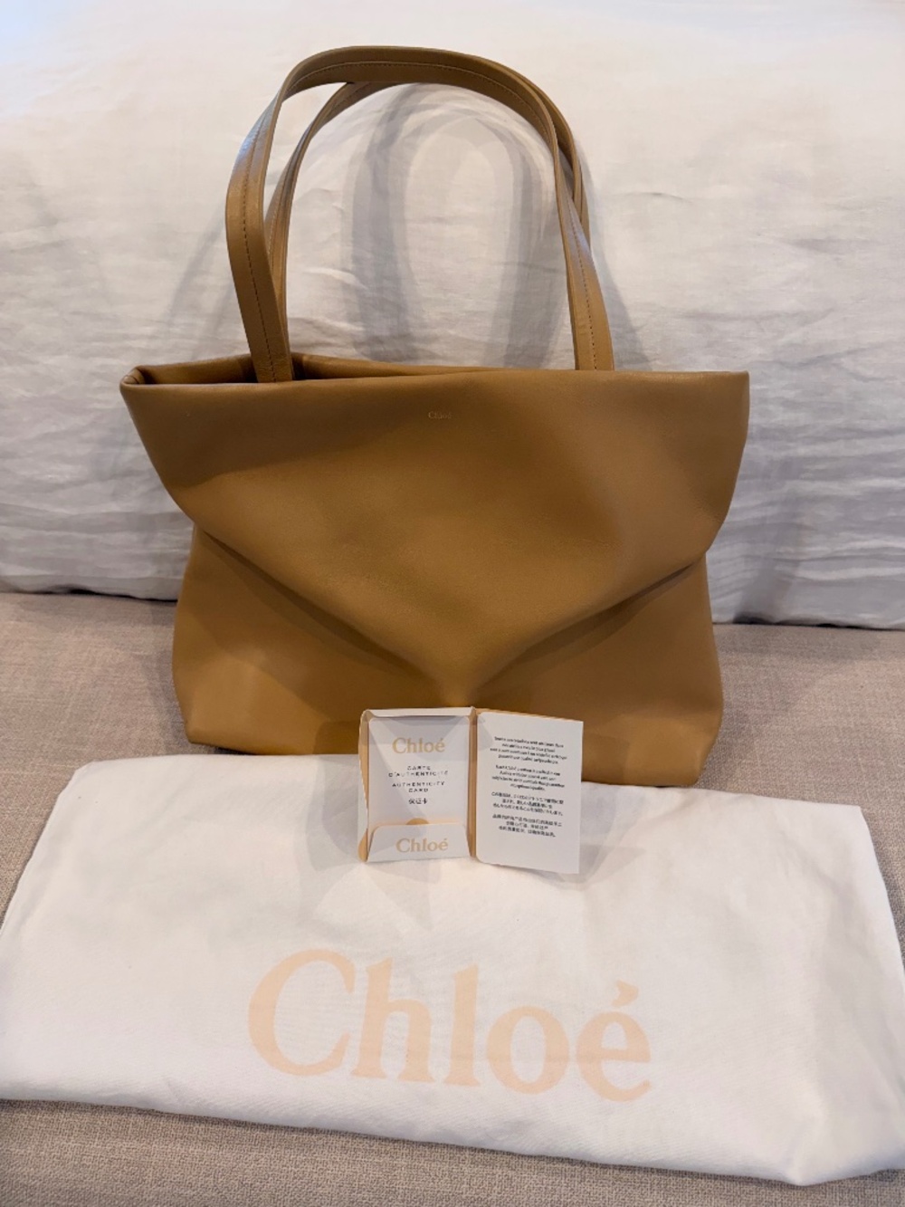 Chloe Beige Leather Tote Bag